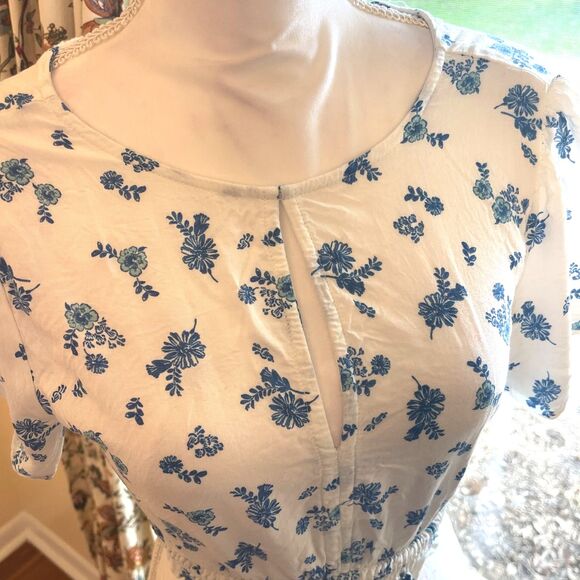 Forever 21 Womens Floral Milkmaid Cropped Top Sz S Cottage Feminine Prairie - Picture 3 of 11